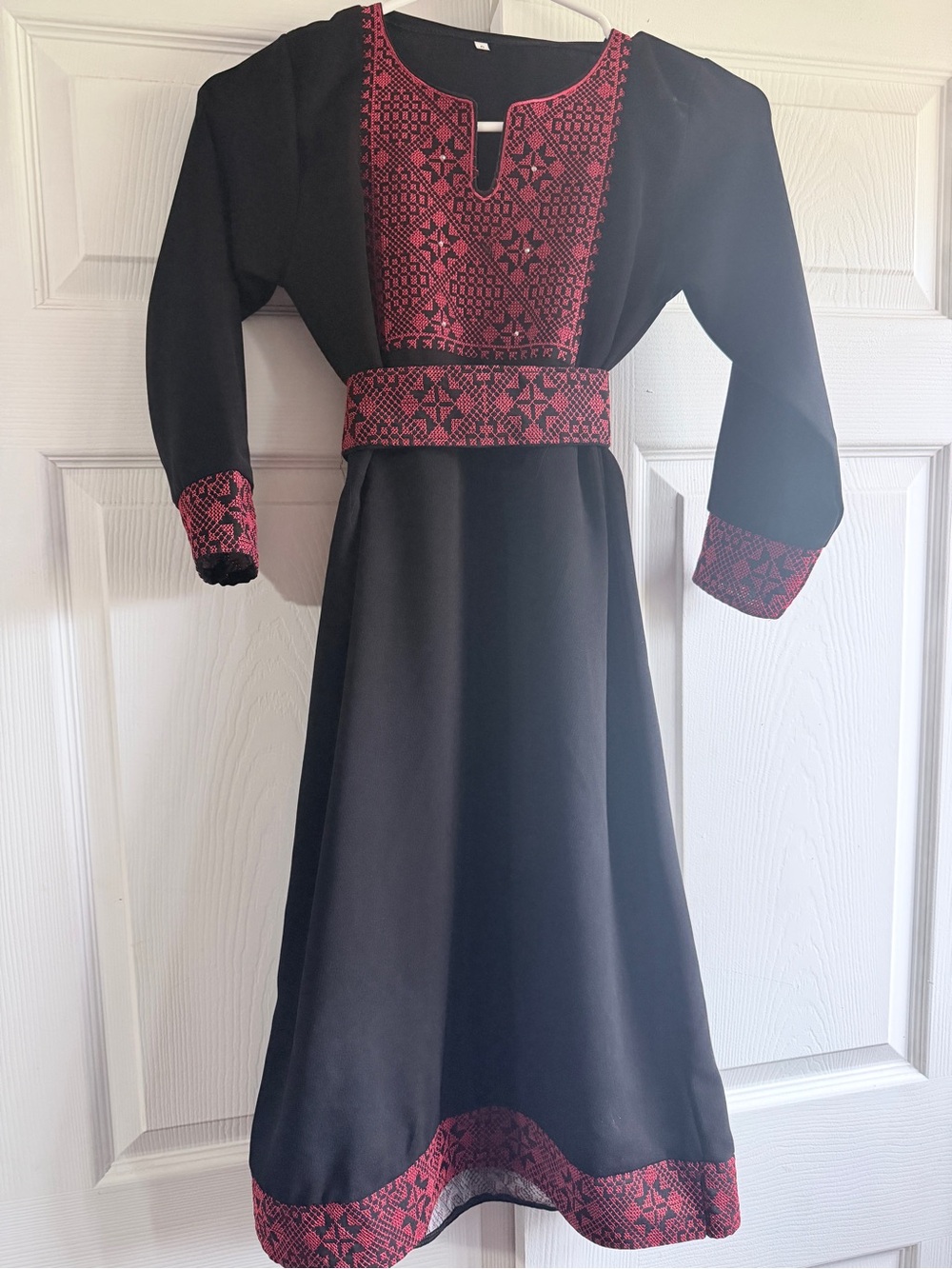Black thob with Red Embroidered Accents - little girl